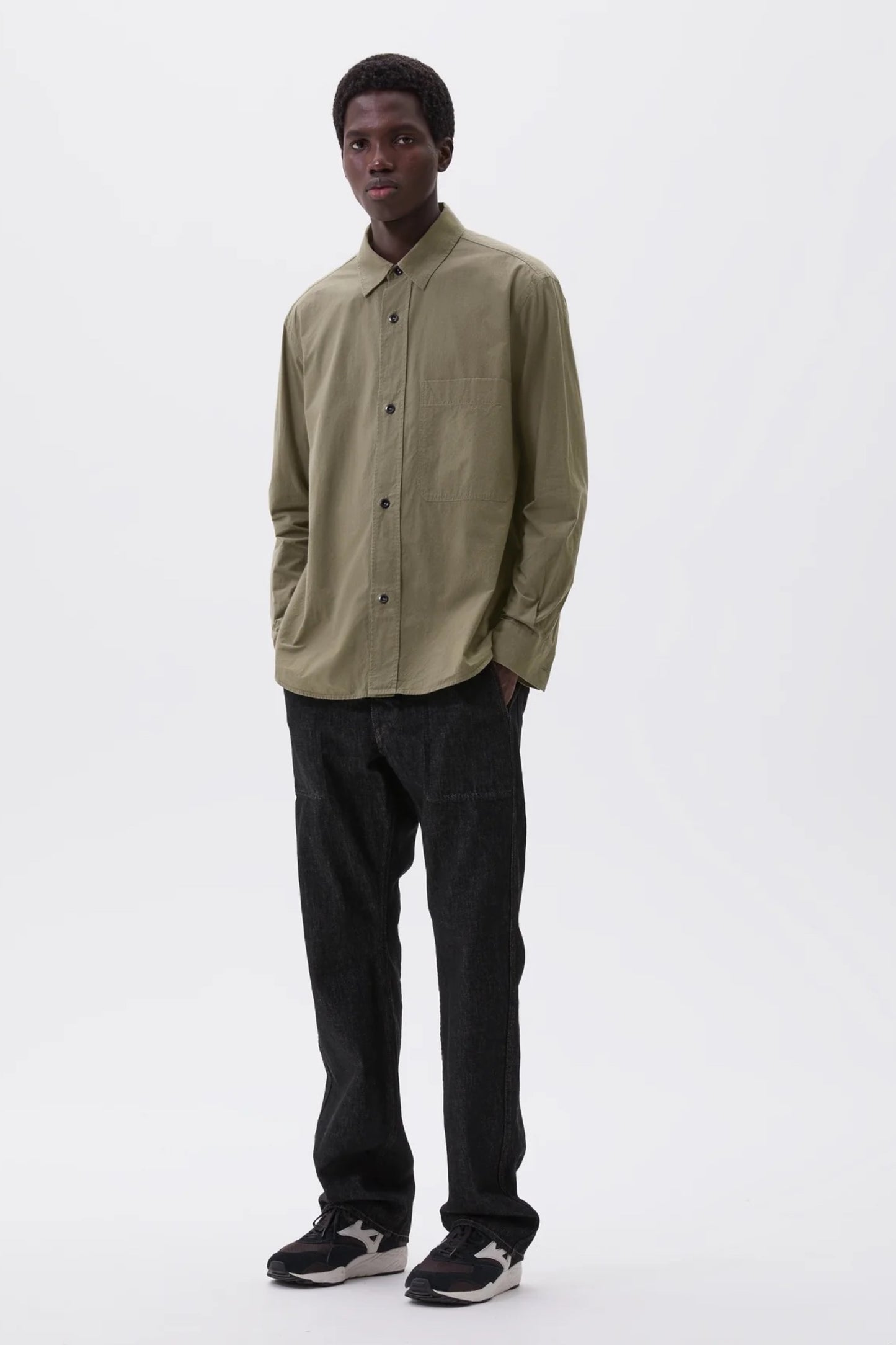 Margaret Howell - MHL. Basic Shirt Brushed Cotton Chambray (Khaki Green)