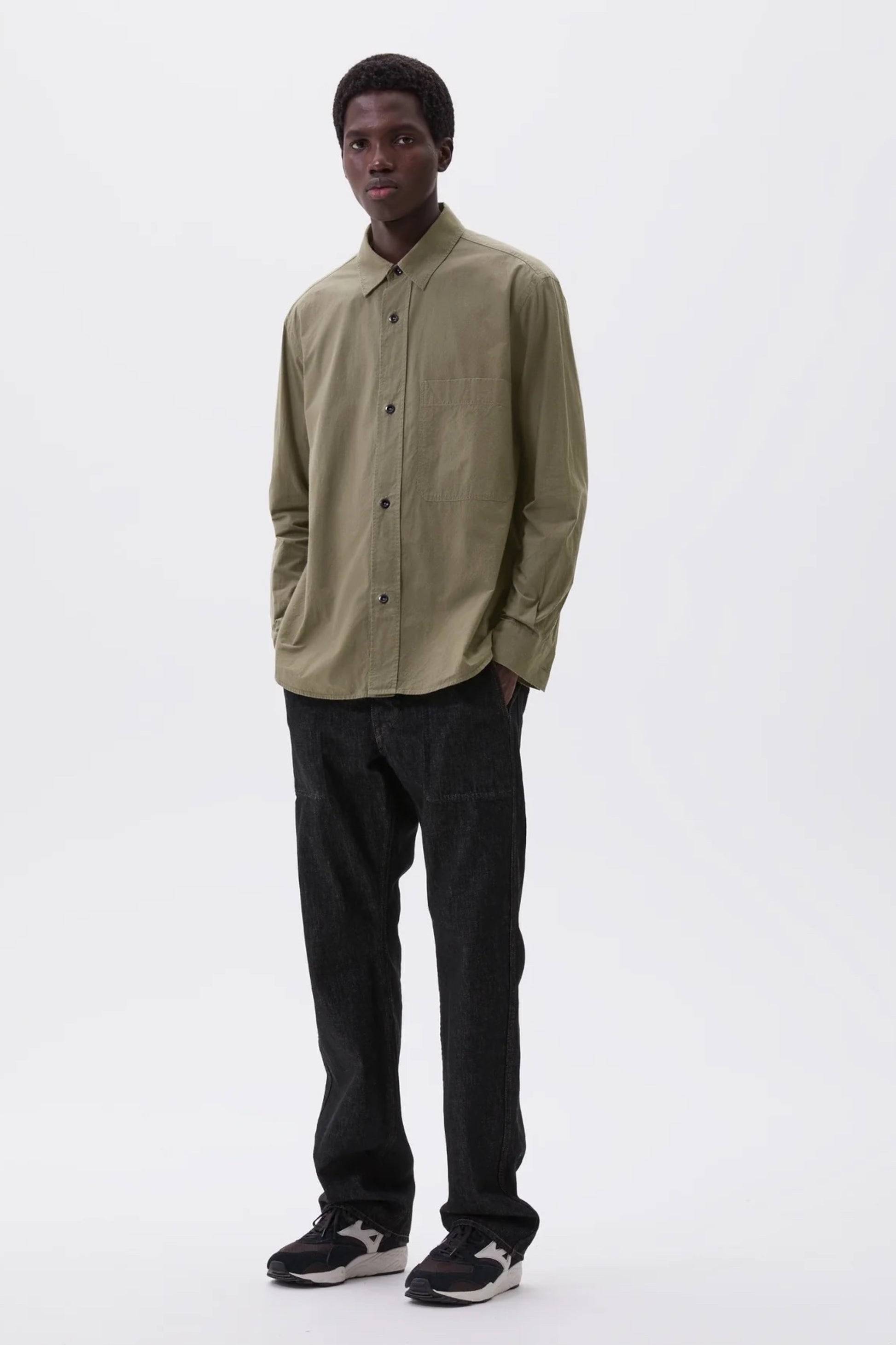 Margaret Howell - MHL. Basic Shirt Brushed Cotton Chambray (Khaki Green)