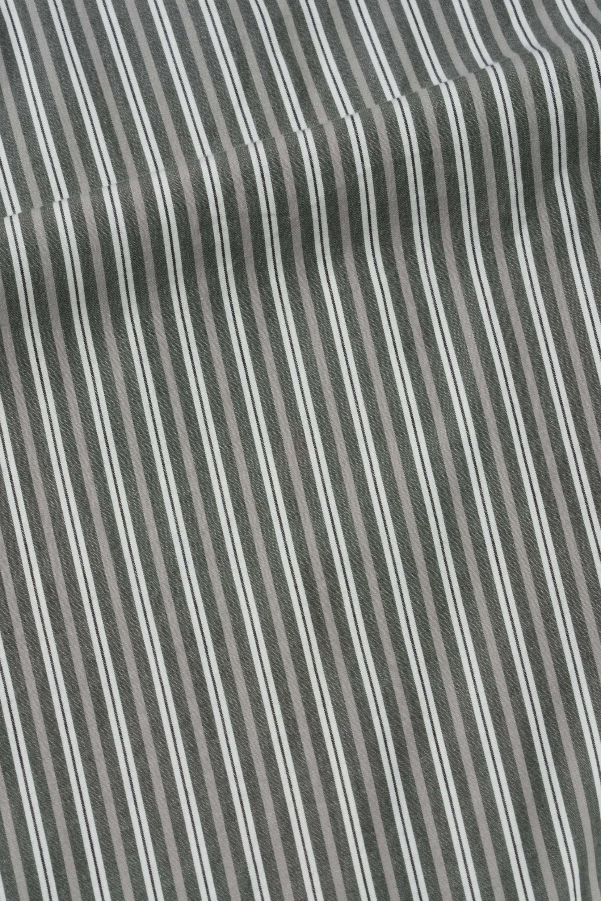 Margaret Howell - MHL. Basic Shirt Two Tone Cotton Stripe (Forest / Grey / Off White)