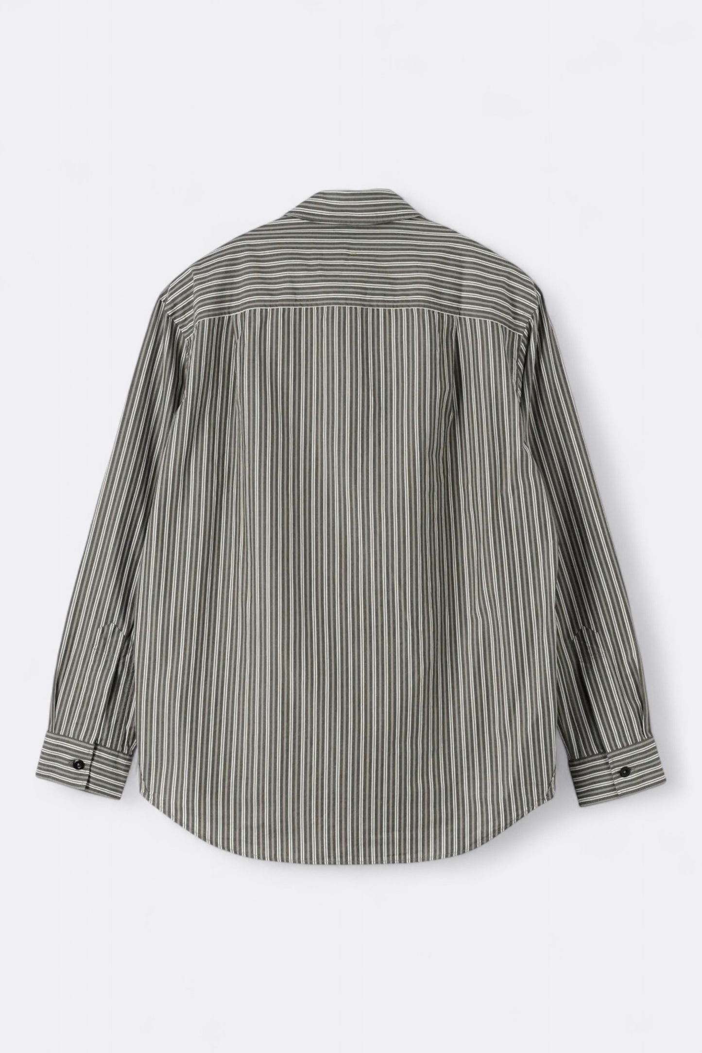 Margaret Howell - MHL. Basic Shirt Two Tone Cotton Stripe (Forest / Grey / Off White)