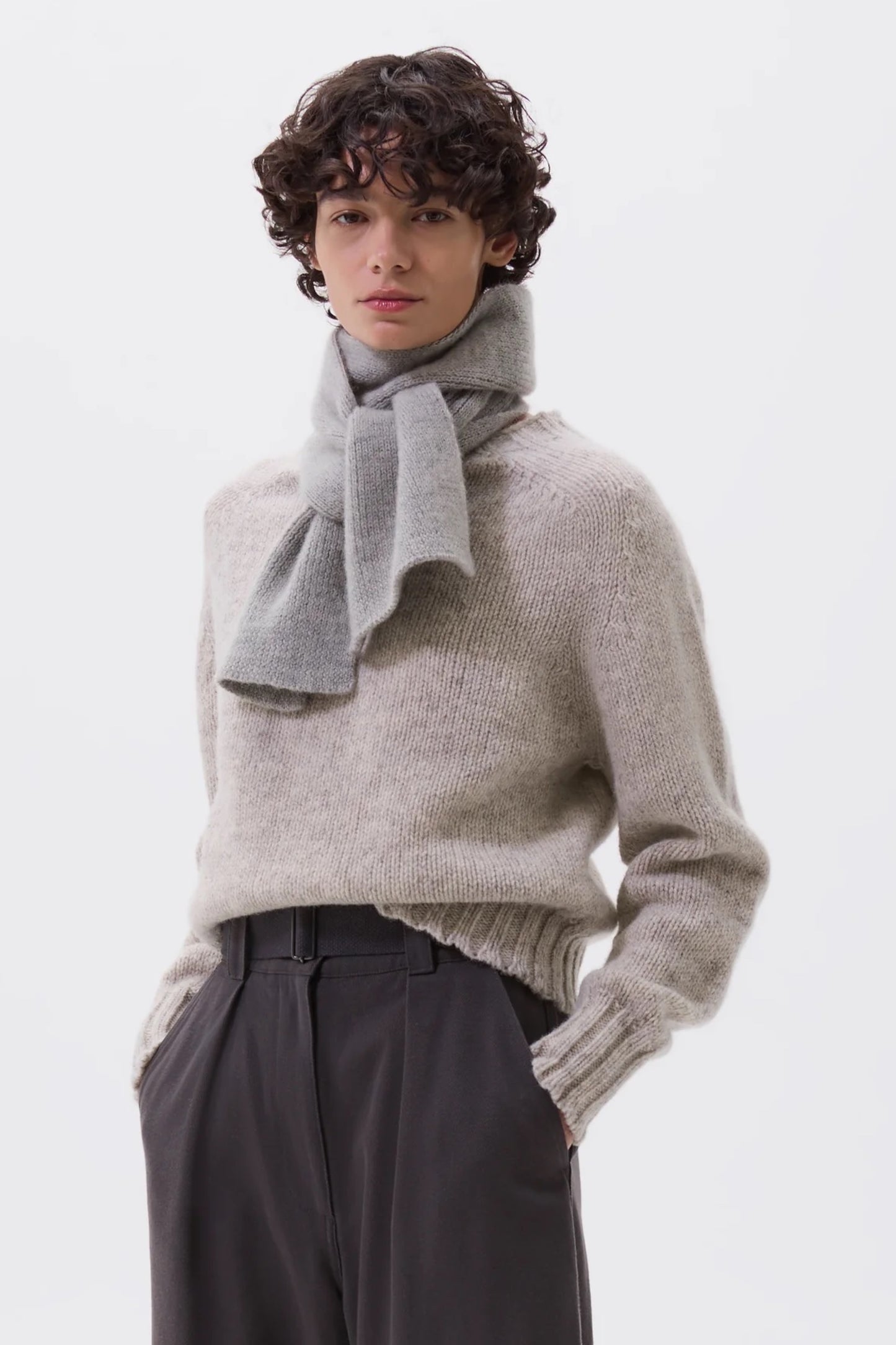 Margaret Howell - MHL. Brushed Scarf Soft Shetland Wool (Light Grey)