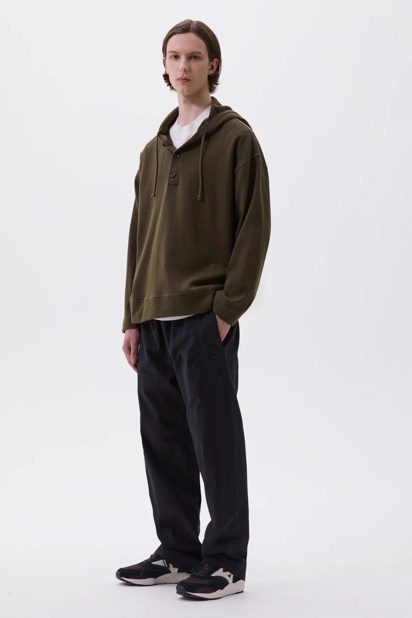 Margaret Howell - MHL. Button Hoodie Open End Jersey (Ink)