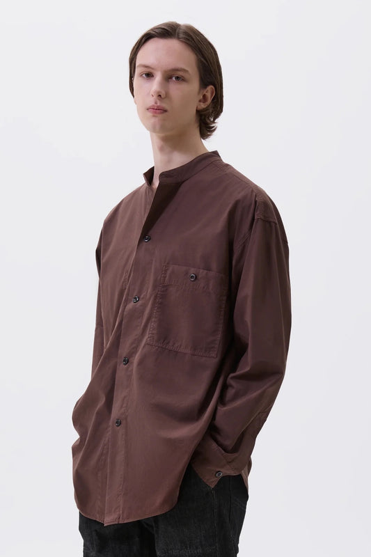 Margaret Howell - MHL. Collarless Shirt Compact Cotton Poplin (Grape)