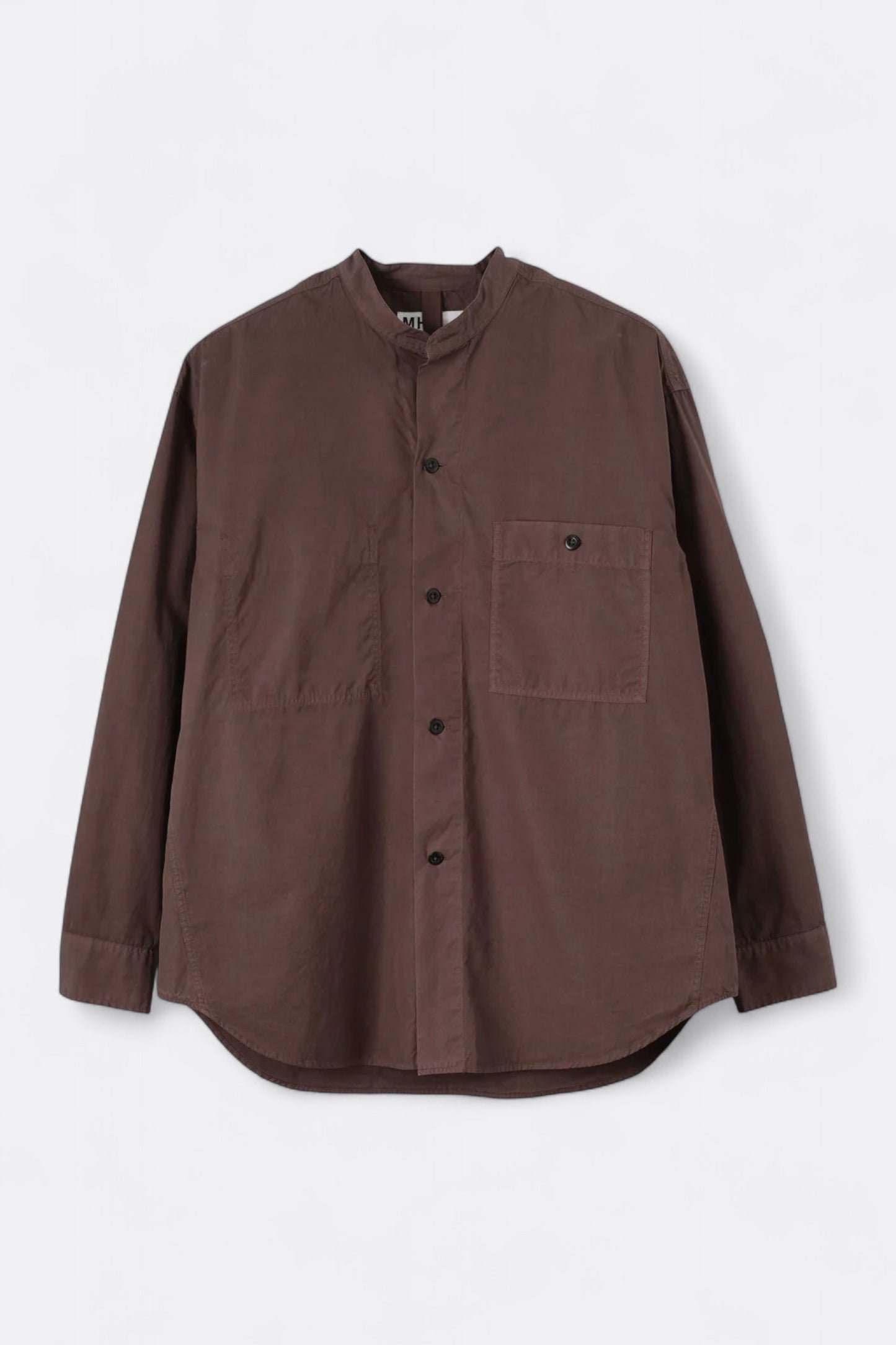 Margaret Howell - MHL. Collarless Shirt Compact Cotton Poplin (Grape)