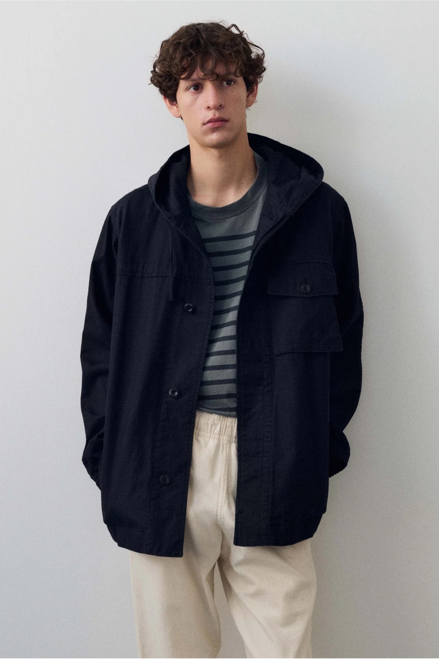 MHL. Margaret Howell Hooded Jacket Indigo Twill | Veste Coton Pigmenté | Edgar Bdx