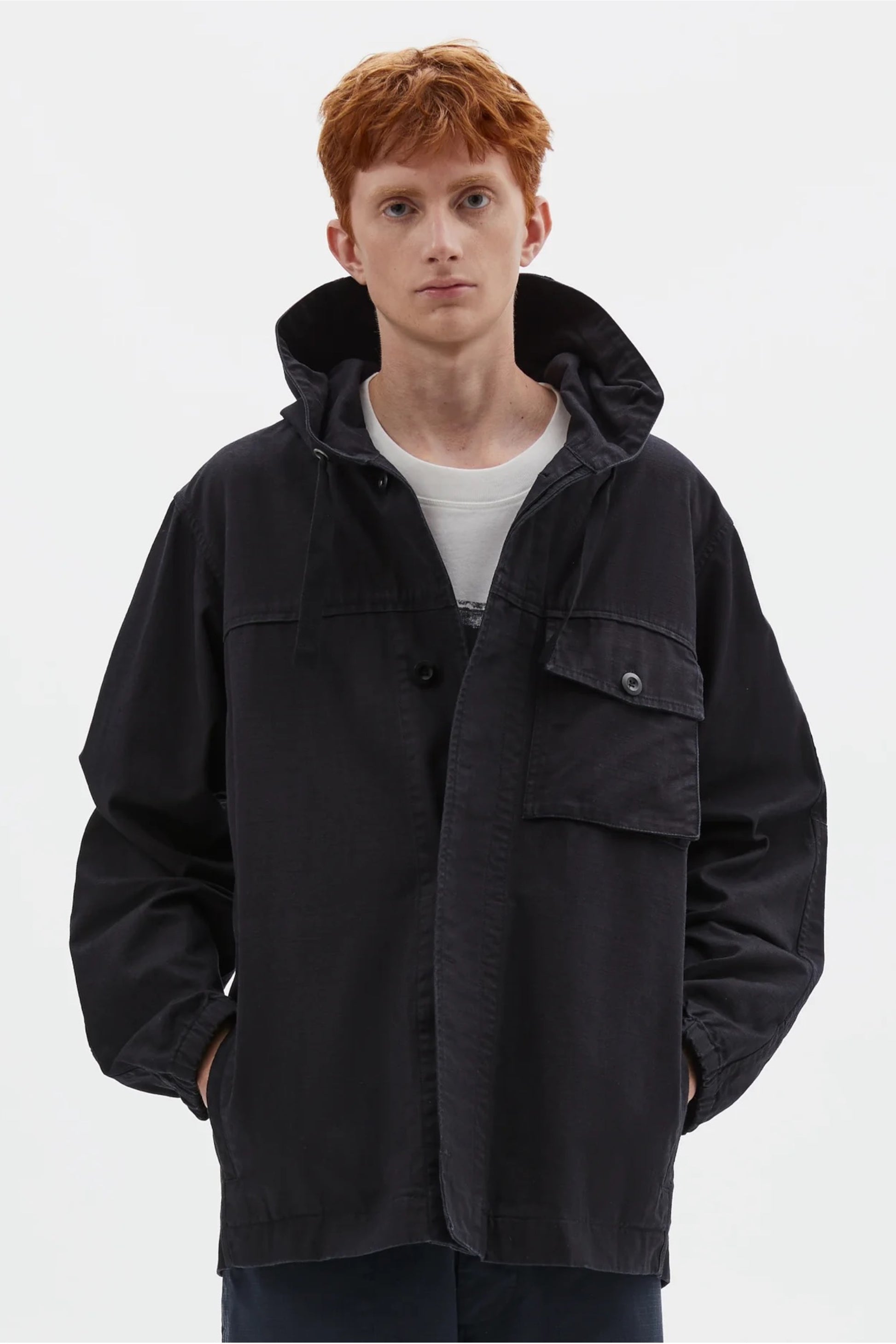 MHL. Margaret Howell Hooded Jacket Indigo Twill | Veste Coton Pigmenté | Edgar Bdx
