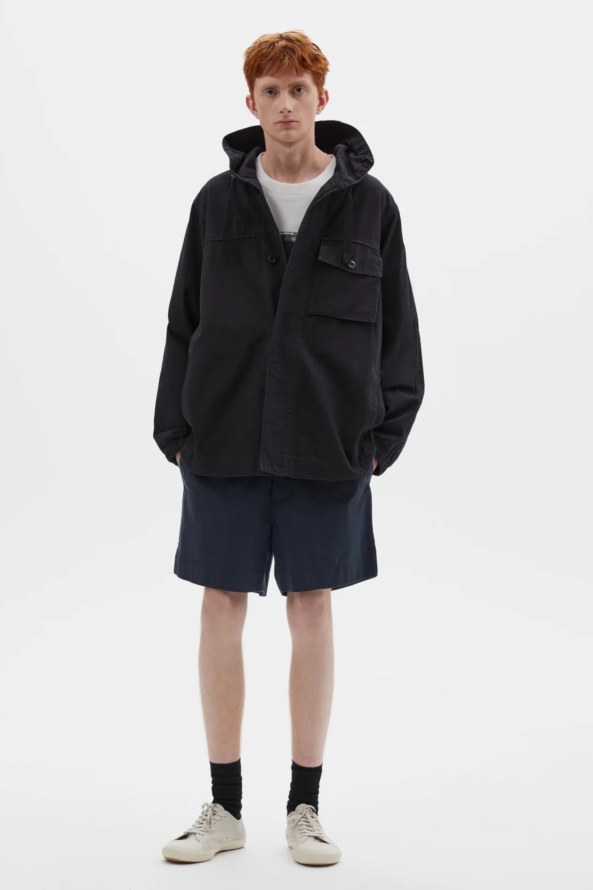 MHL. Margaret Howell Hooded Jacket Indigo Twill | Veste Coton Pigmenté | Edgar Bdx