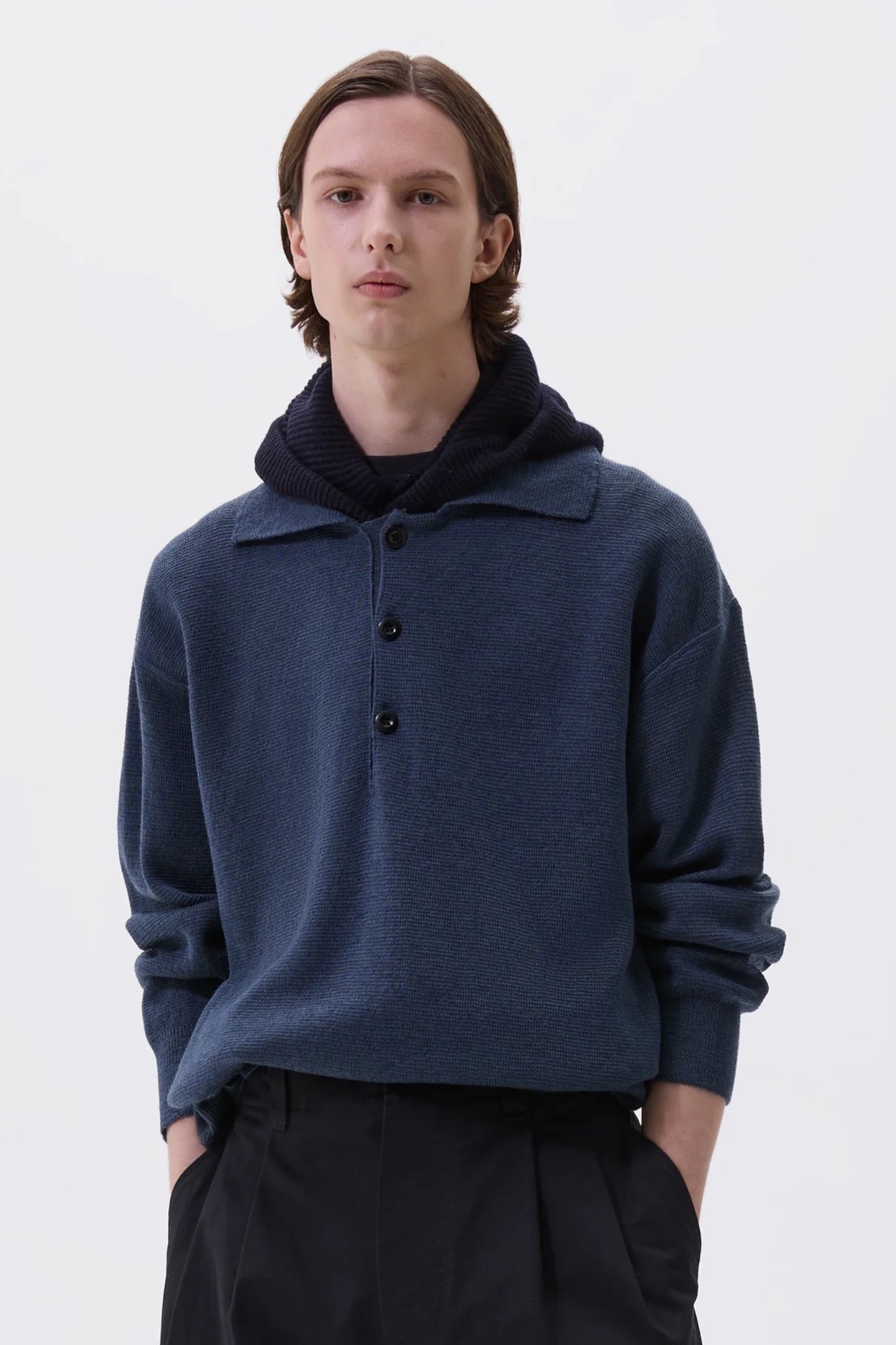 Margaret Howell - MHL. Knitted Hood Lambswool (Dark Navy)