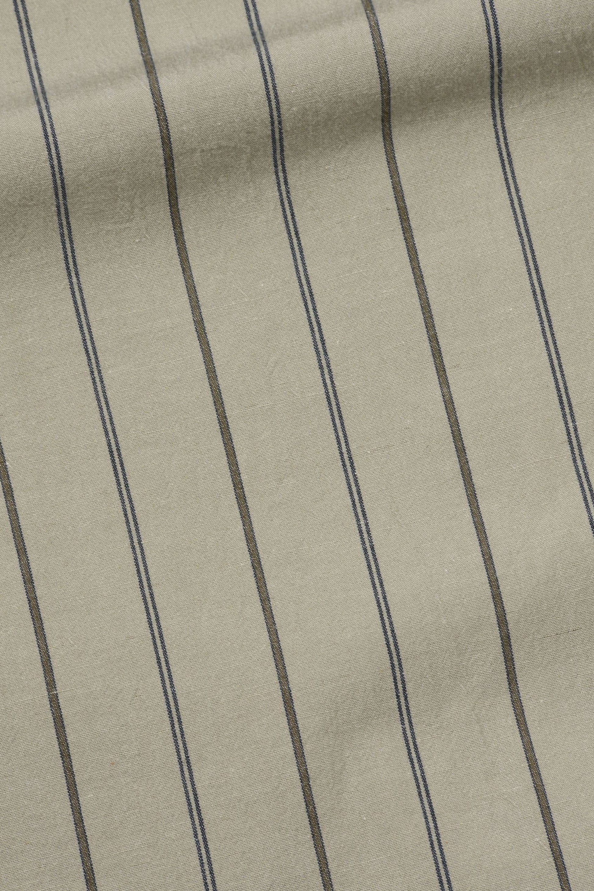 Margaret Howell - MHL. Overall Shirt Wide Stripe Cotton Linen (Stone / Navy / Bark)