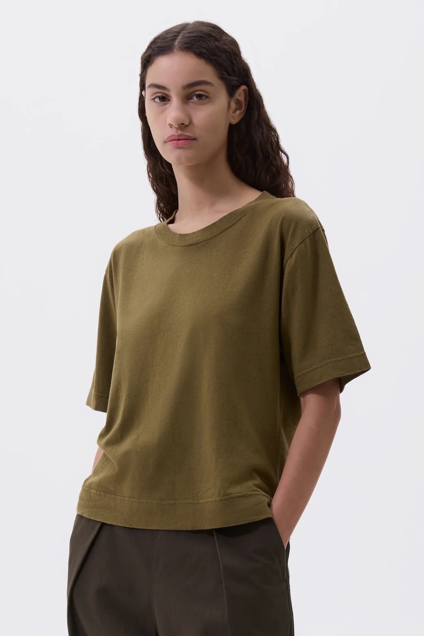 Margaret Howell - MHL. Simple T-Shirt Organic Cotton Linen Jersey (Moss)