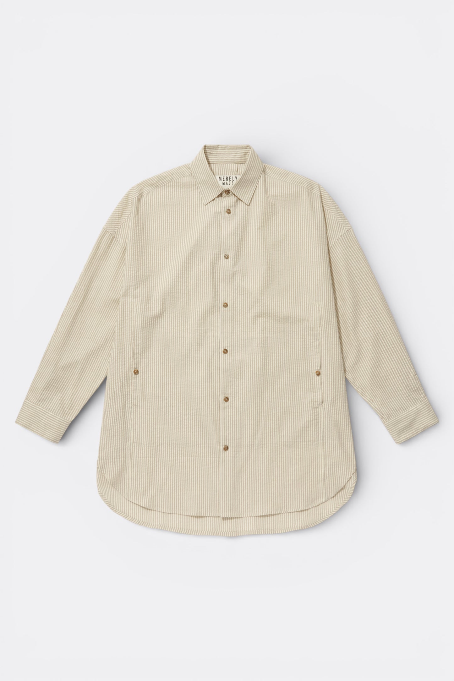 Merely Made - Classic Seersucker Stripe Over Shirts (Ecru Beige)