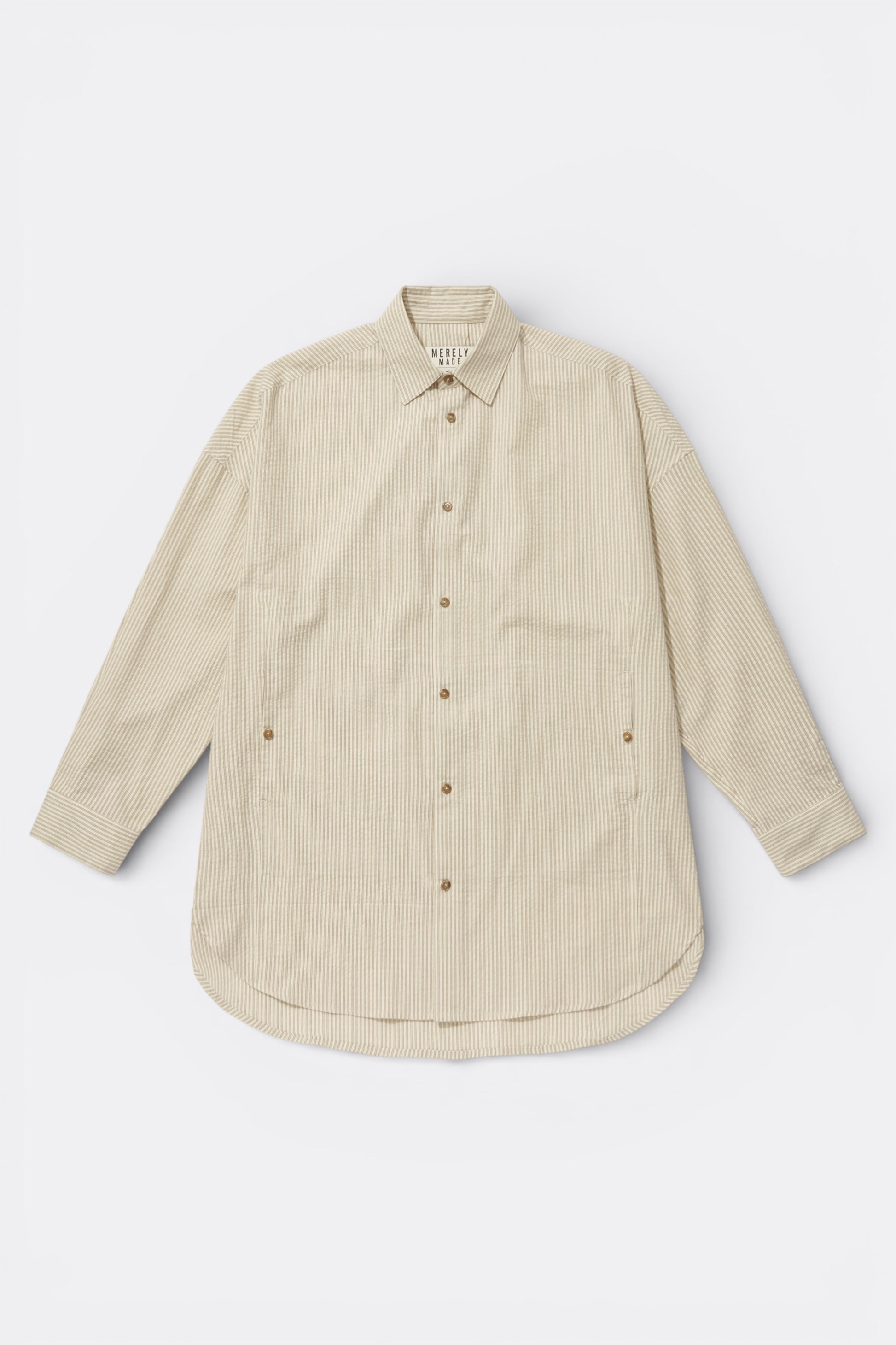 Merely Made - Classic Seersucker Stripe Over Shirts (Ecru Beige)
