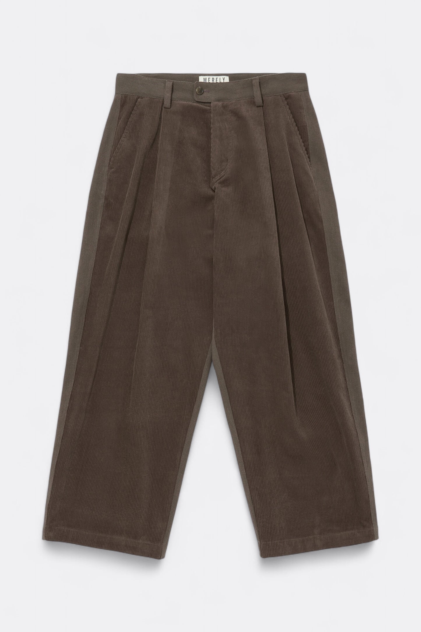 Merely Made - Merely Premium Dual Fabric Contrast Wide Pants (Cocoa Brown)