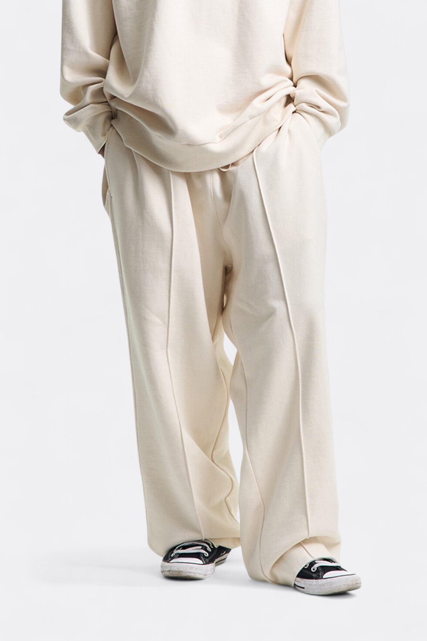 Merely Made - Merely Premium Pintuck Jersey Wide Pants (Cosmic Latte)
