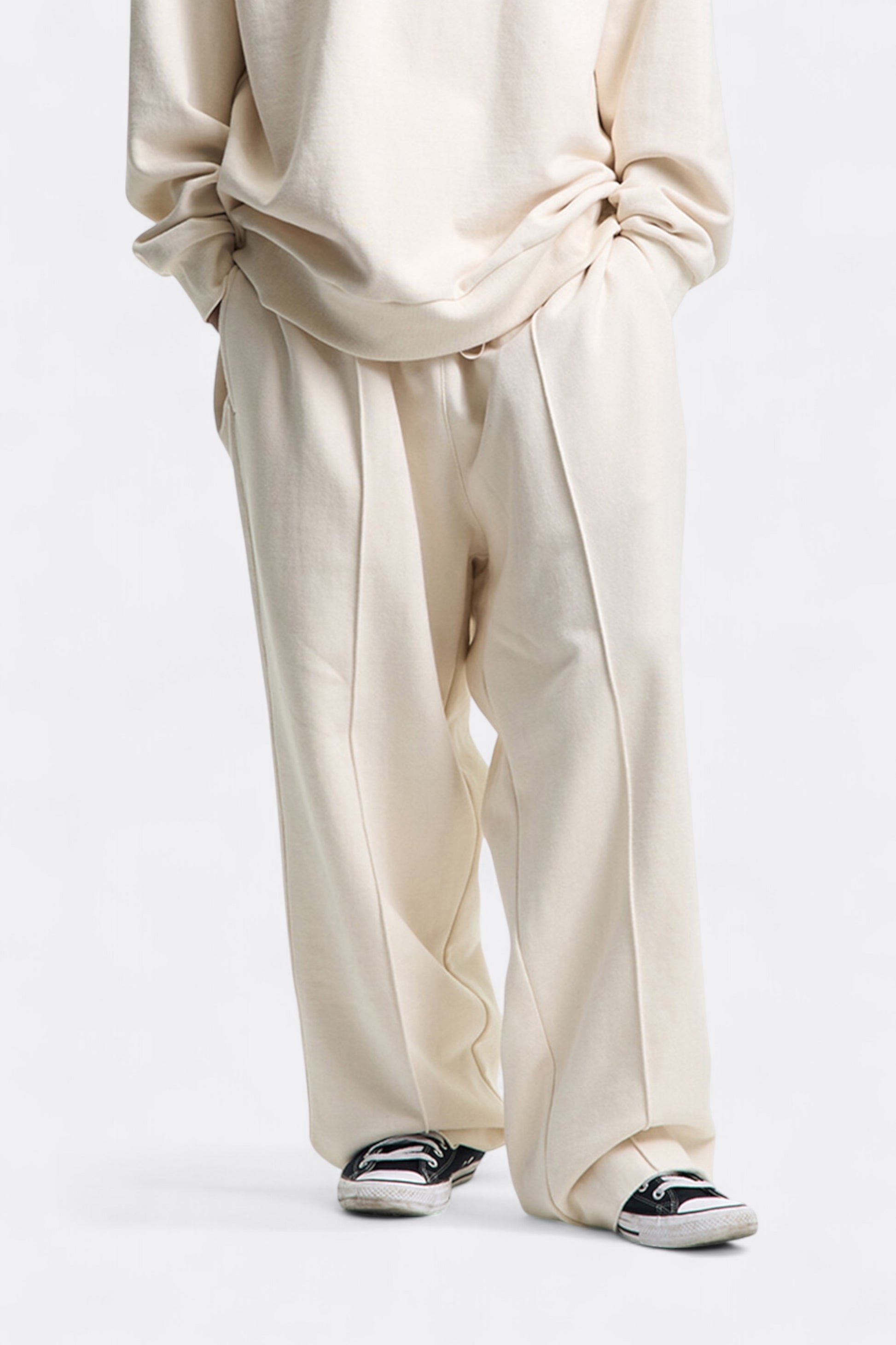 Merely Made - Merely Premium Pintuck Jersey Wide Pants (Cosmic Latte)