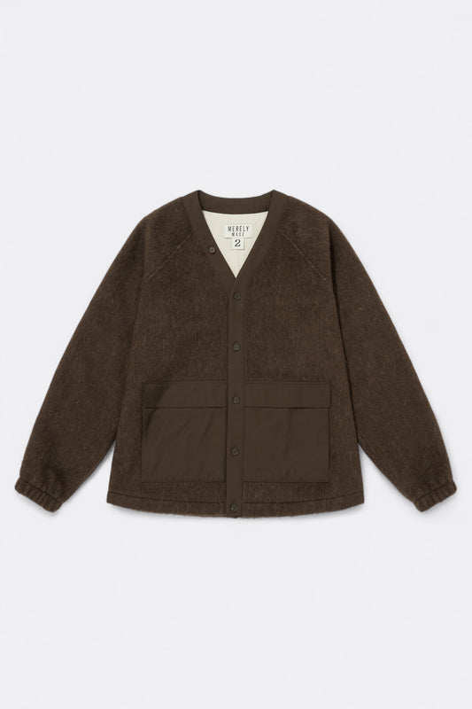 Merely Made - Merely Premium Wool Blend Melton Berkut Cardigan (Van Dyke Brown)