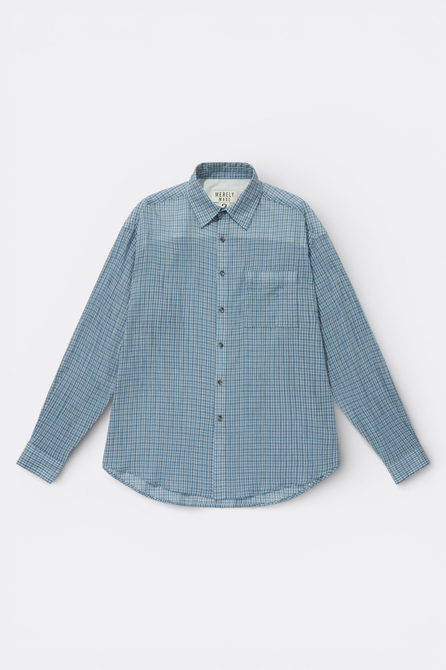 Merely Made - Ronacheck Wrinkle Over Sized Shirts (Light Sky Blue)