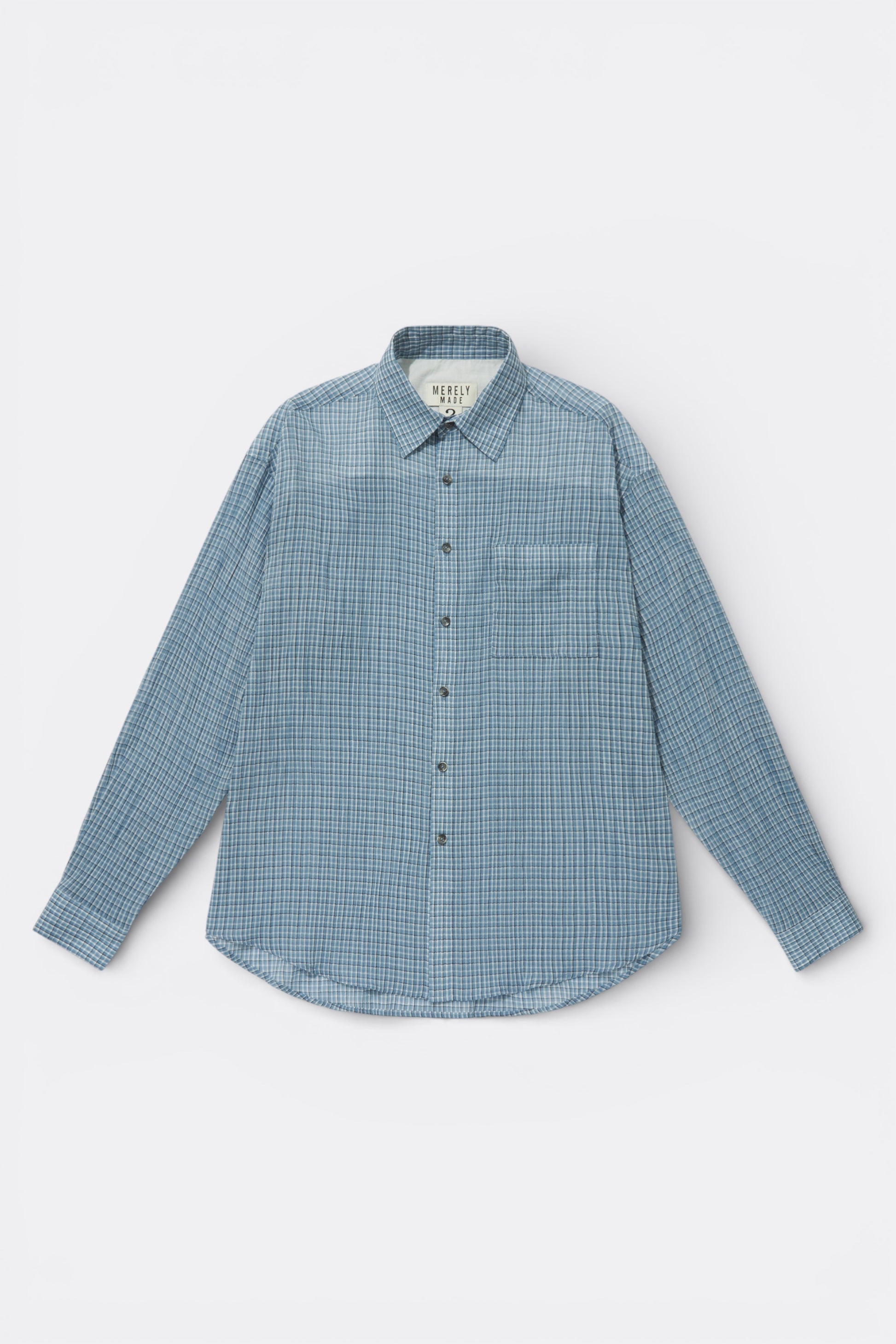 Merely Made - Ronacheck Wrinkle Over Sized Shirts (Light Sky Blue)