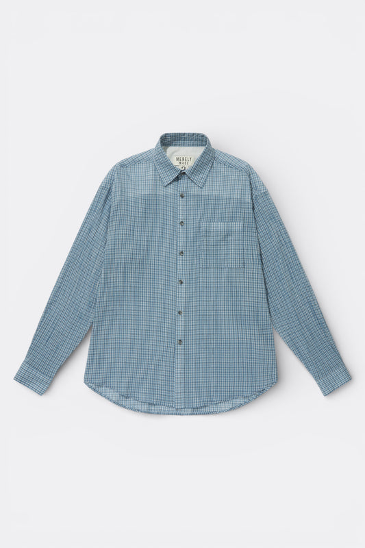 Merely Made - Ronacheck Wrinkle Over Sized Shirts (Light Sky Blue)