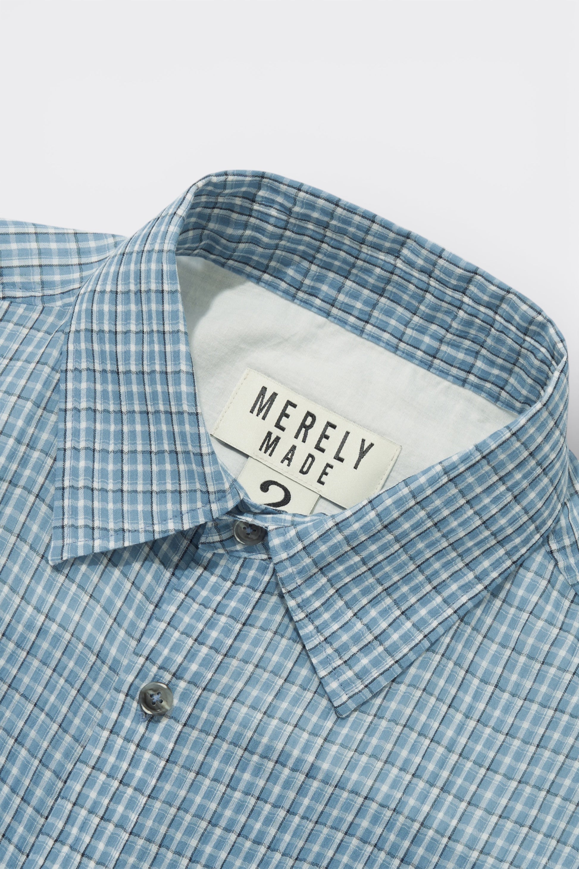 Merely Made - Ronacheck Wrinkle Over Sized Shirts (Light Sky Blue)