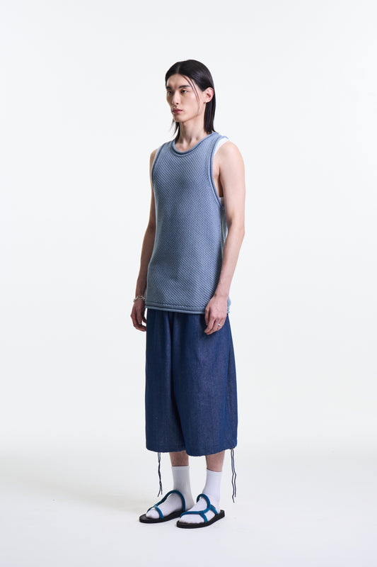 Merely Made Short Twill Two Tone Sky Blue Indigo - Short Coréen - Edgar Bdx