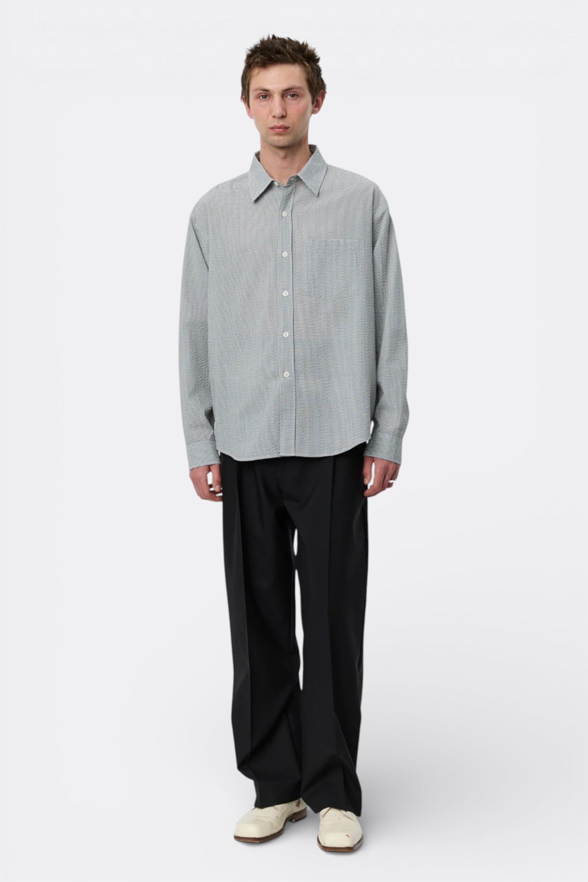 Classic Trousers mfpen - Pantalon Laine Homme | Carreaux Gris Italie