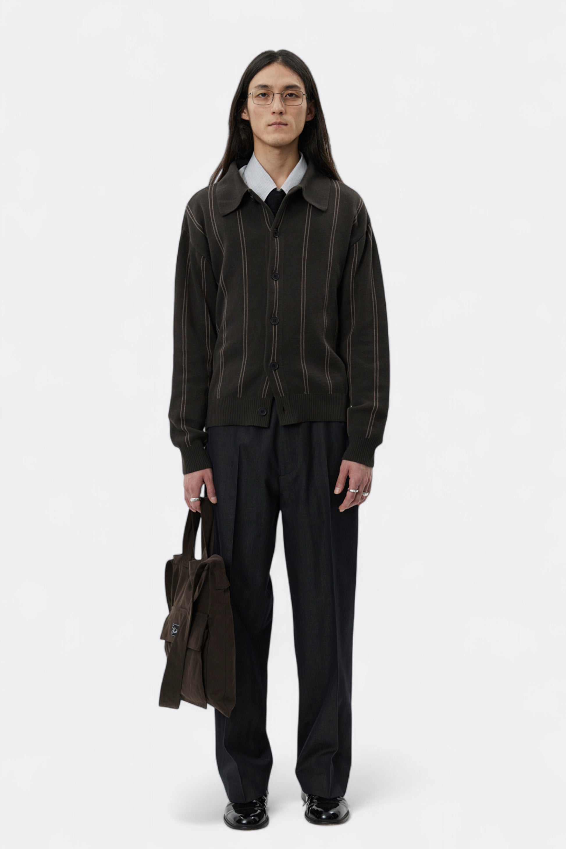 mfpen - Formal Cardigan (Biscuit Stripe)