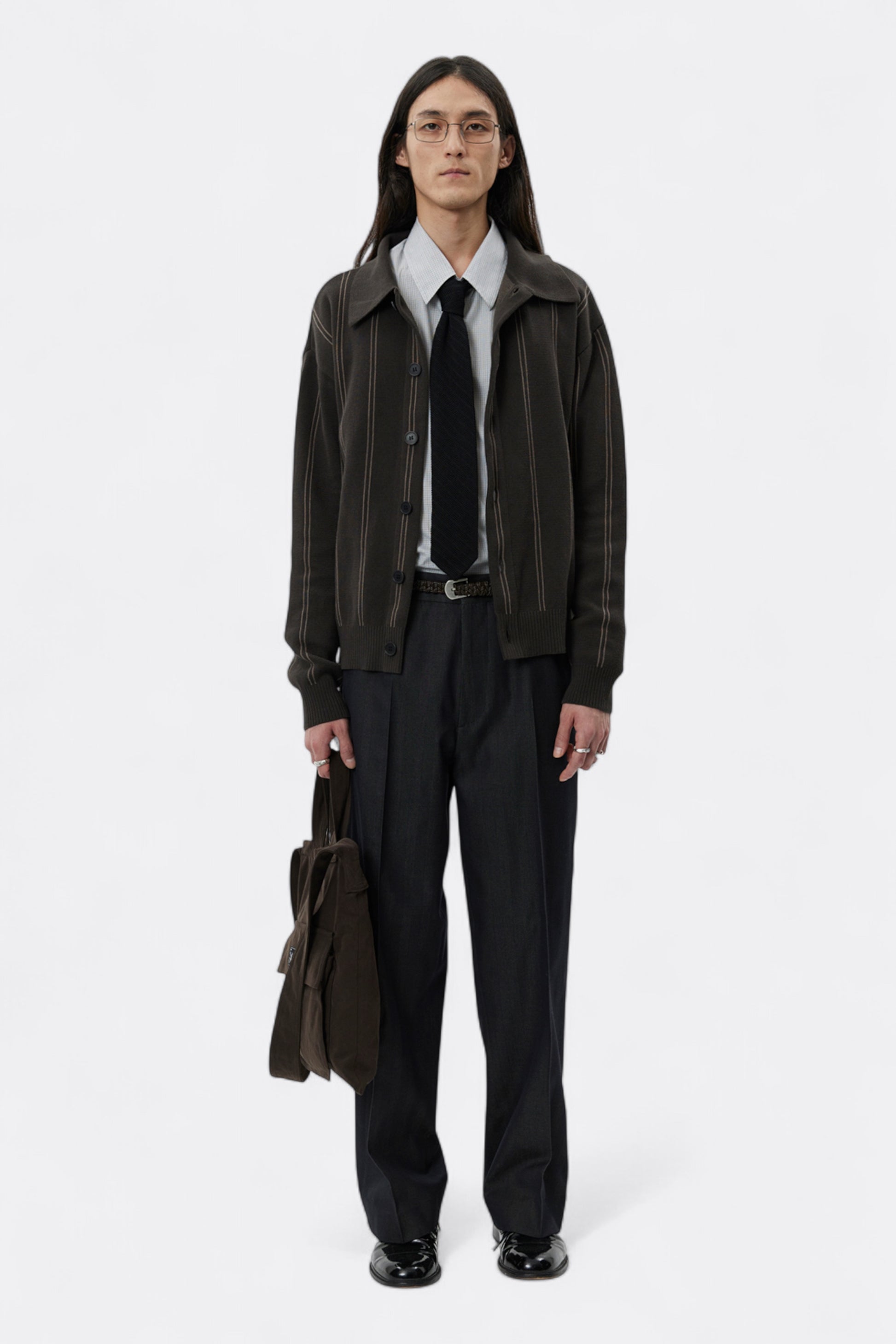 mfpen - Formal Cardigan (Biscuit Stripe)