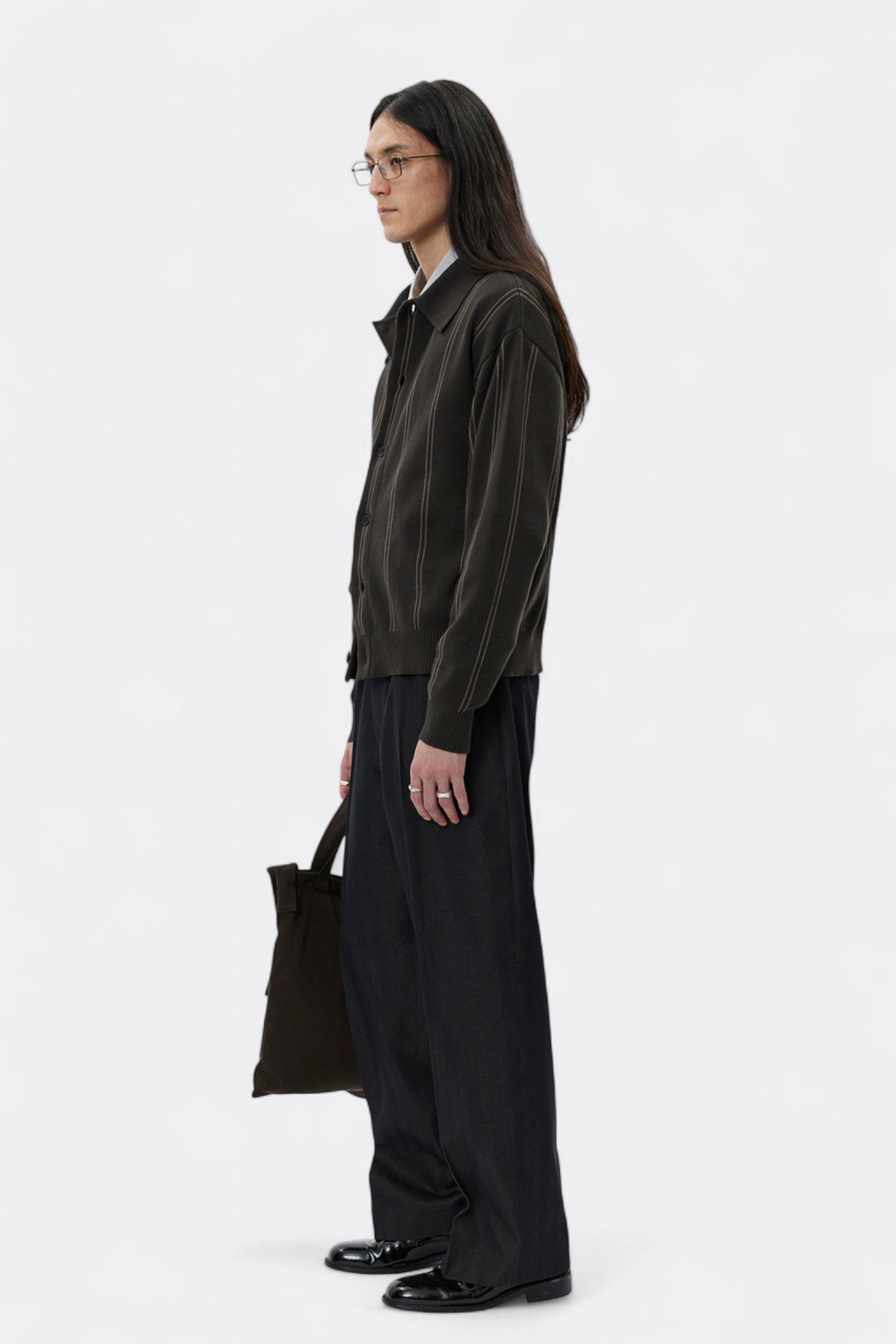 mfpen - Formal Cardigan (Biscuit Stripe)