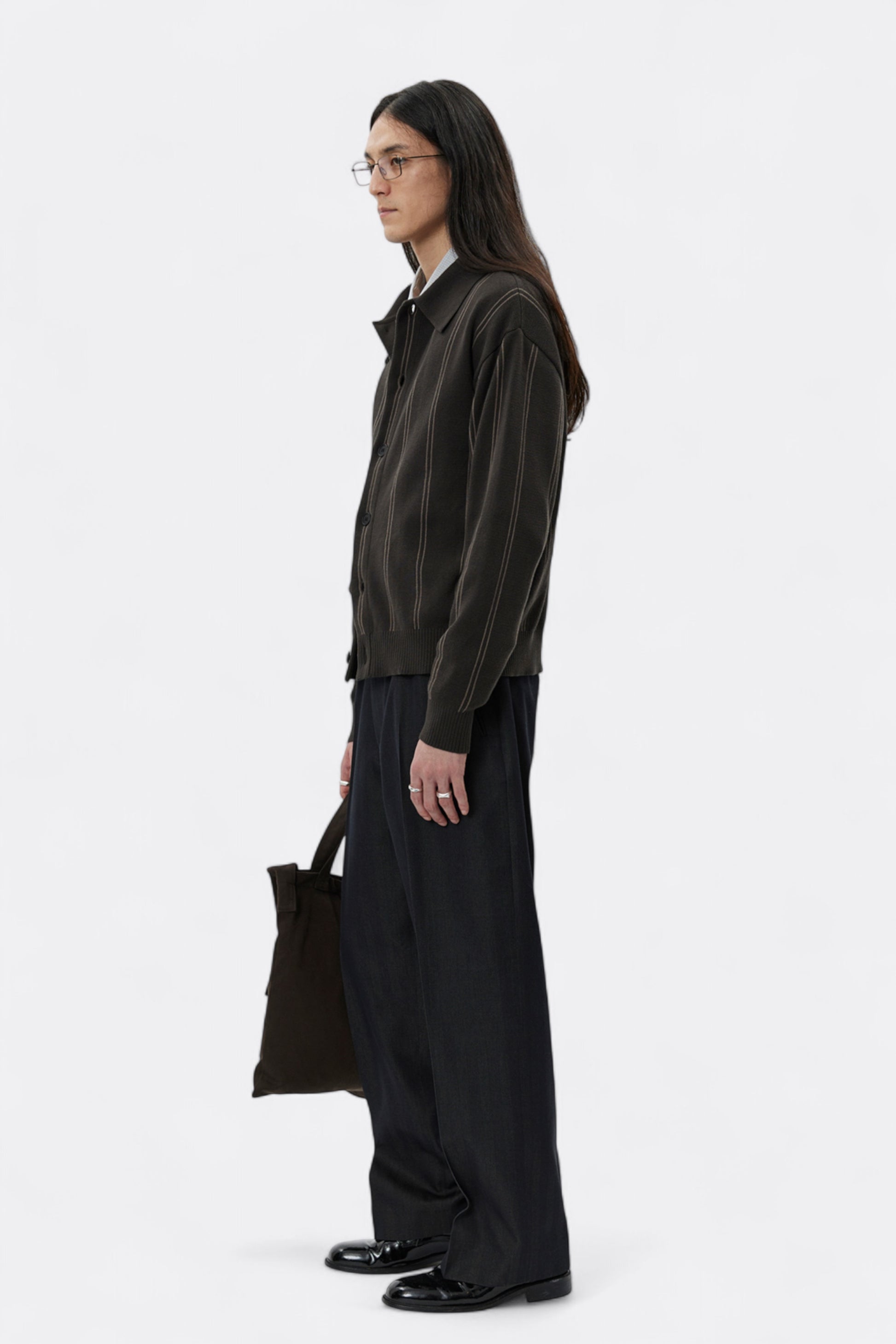 mfpen - Formal Cardigan (Biscuit Stripe)