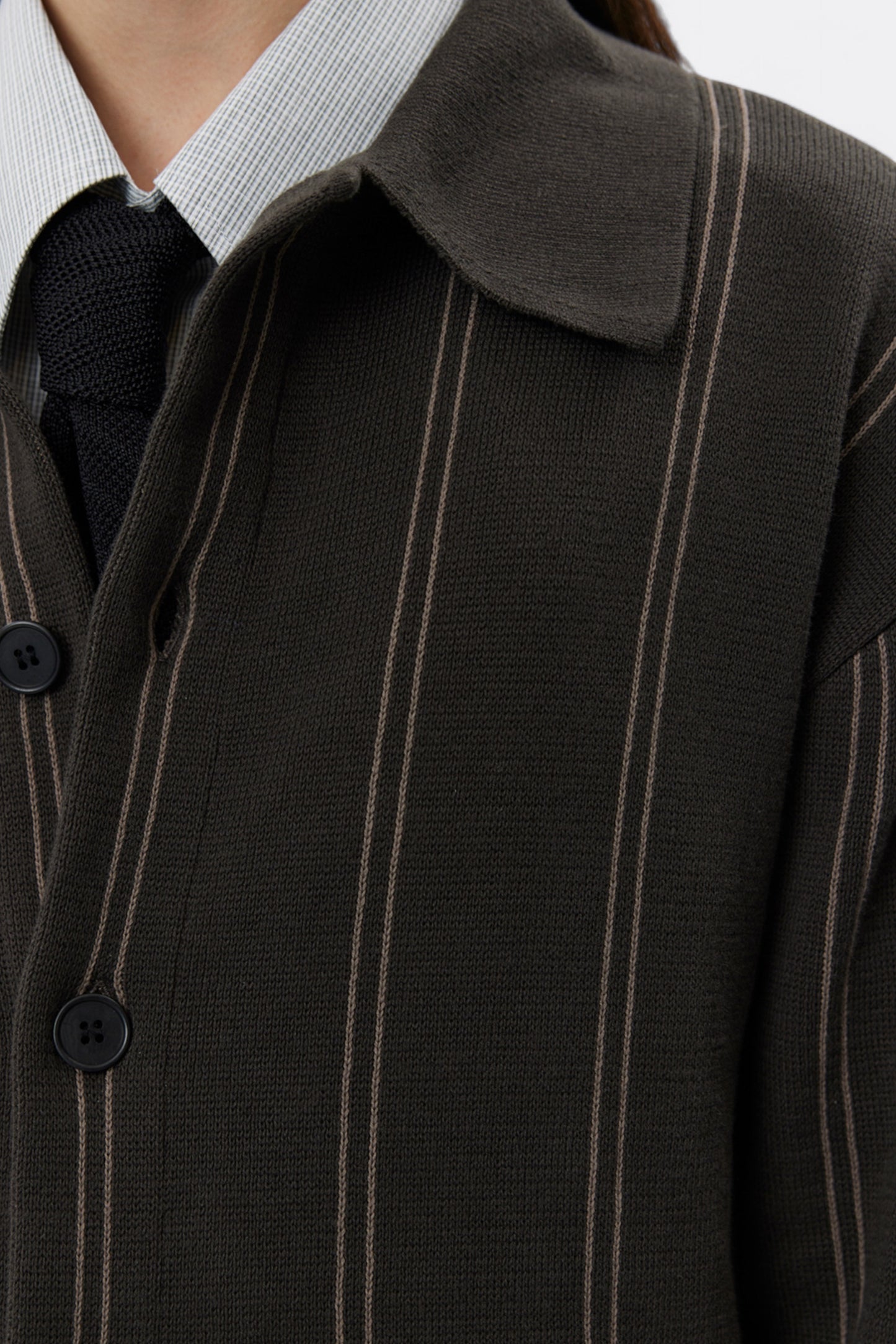 mfpen - Formal Cardigan (Biscuit Stripe)