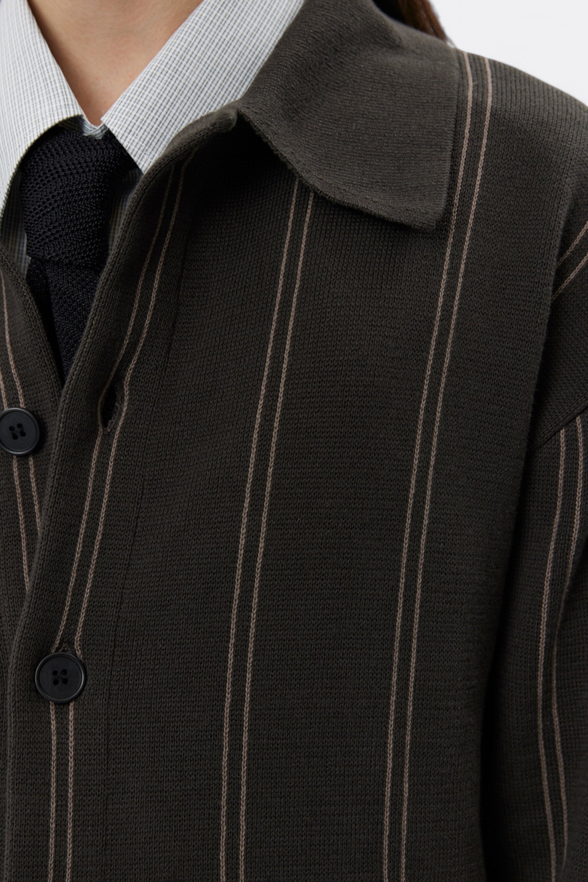 mfpen - Formal Cardigan (Biscuit Stripe)