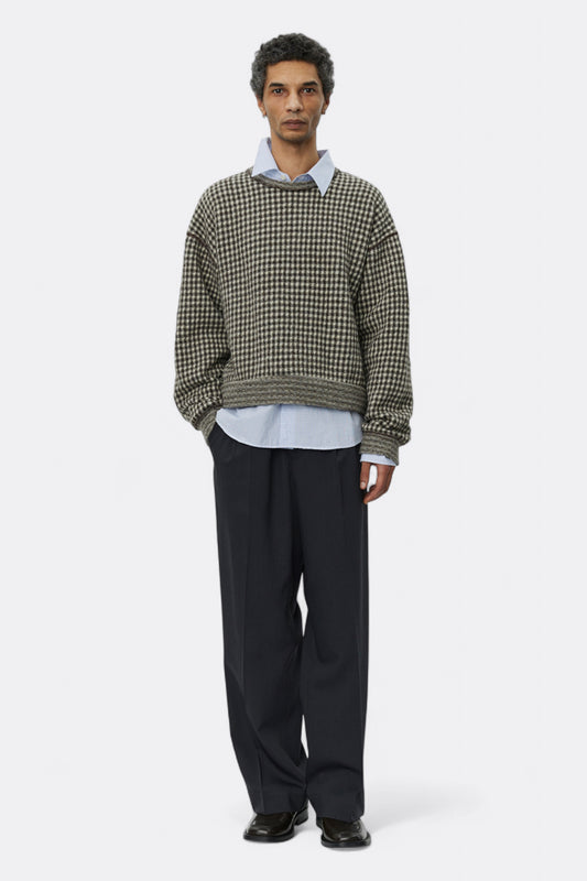 mfpen - Fuzzy Pullover (Brown Houndstooth Check)