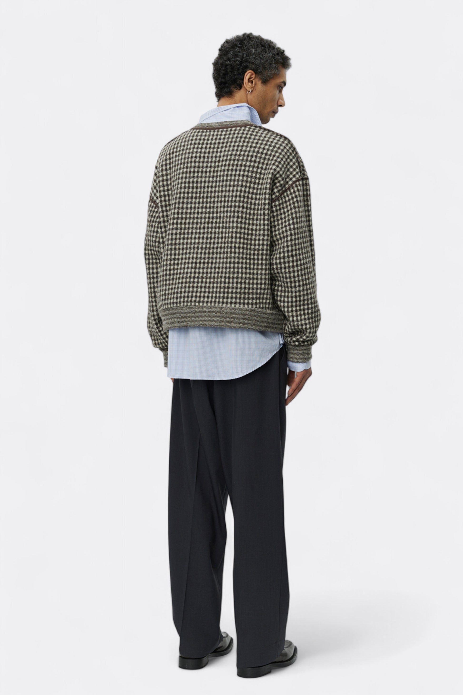 mfpen - Fuzzy Pullover (Brown Houndstooth Check)
