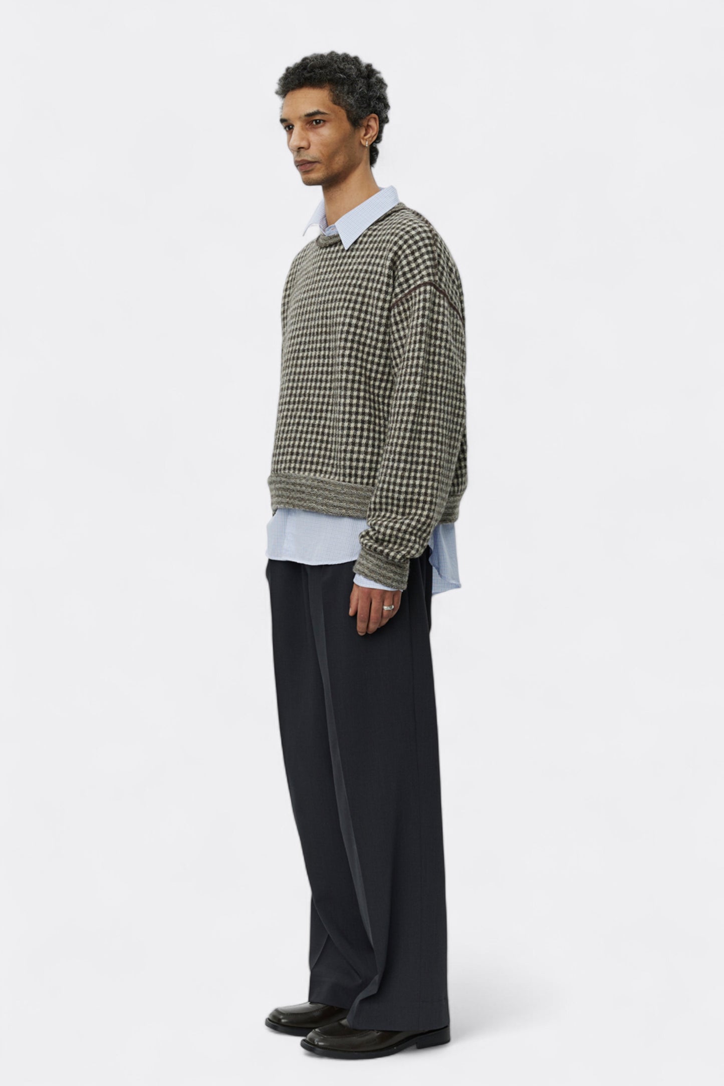 mfpen - Fuzzy Pullover (Brown Houndstooth Check)