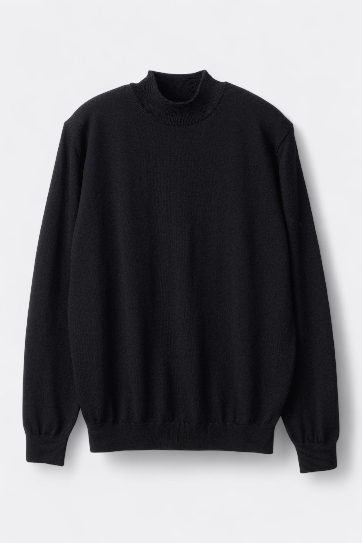 Mooncastle - 12G Wool Mock Neck Sweater (Black)