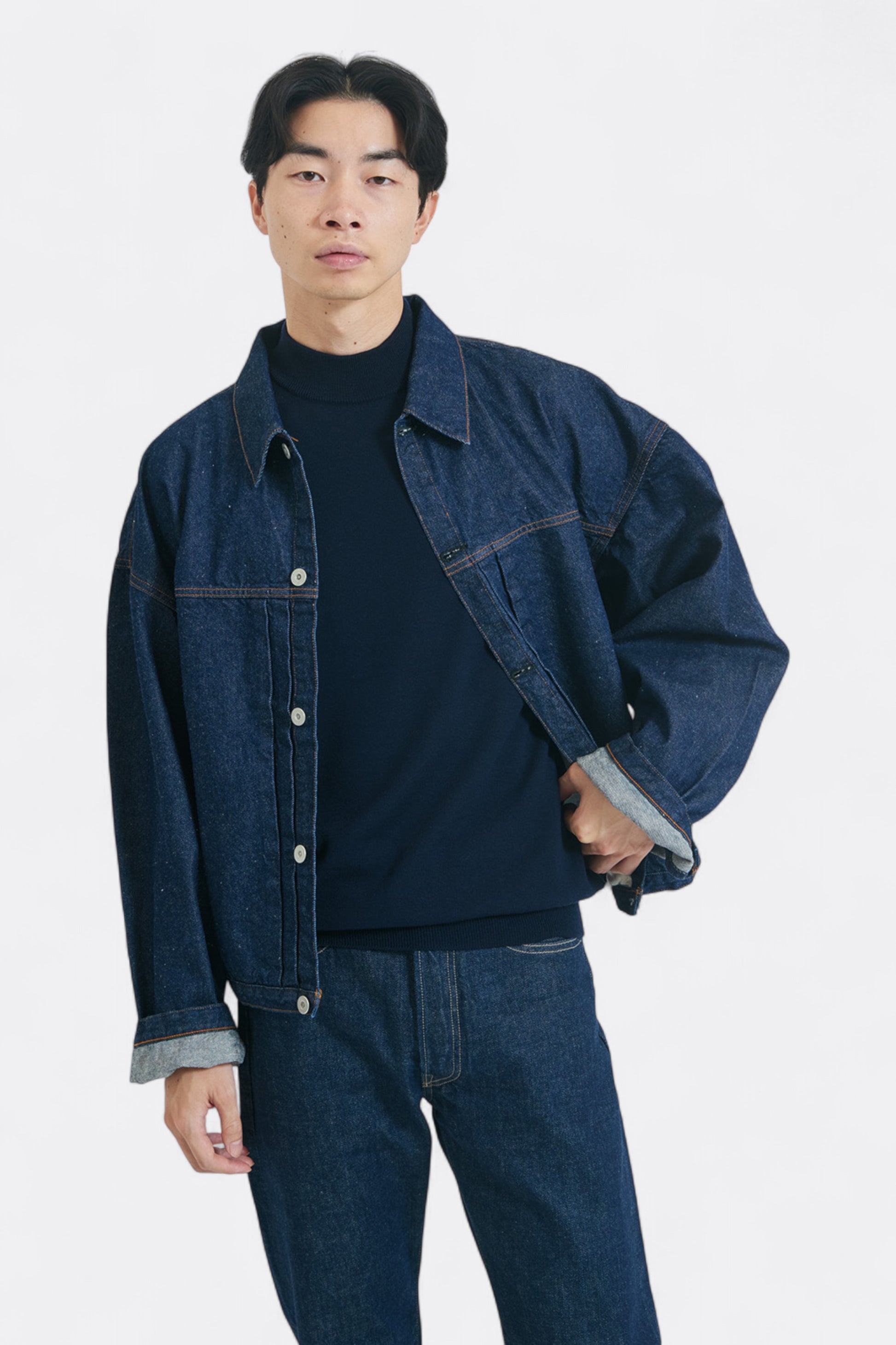 Mooncastle - 12G Wool Mock Neck Sweater (Black)