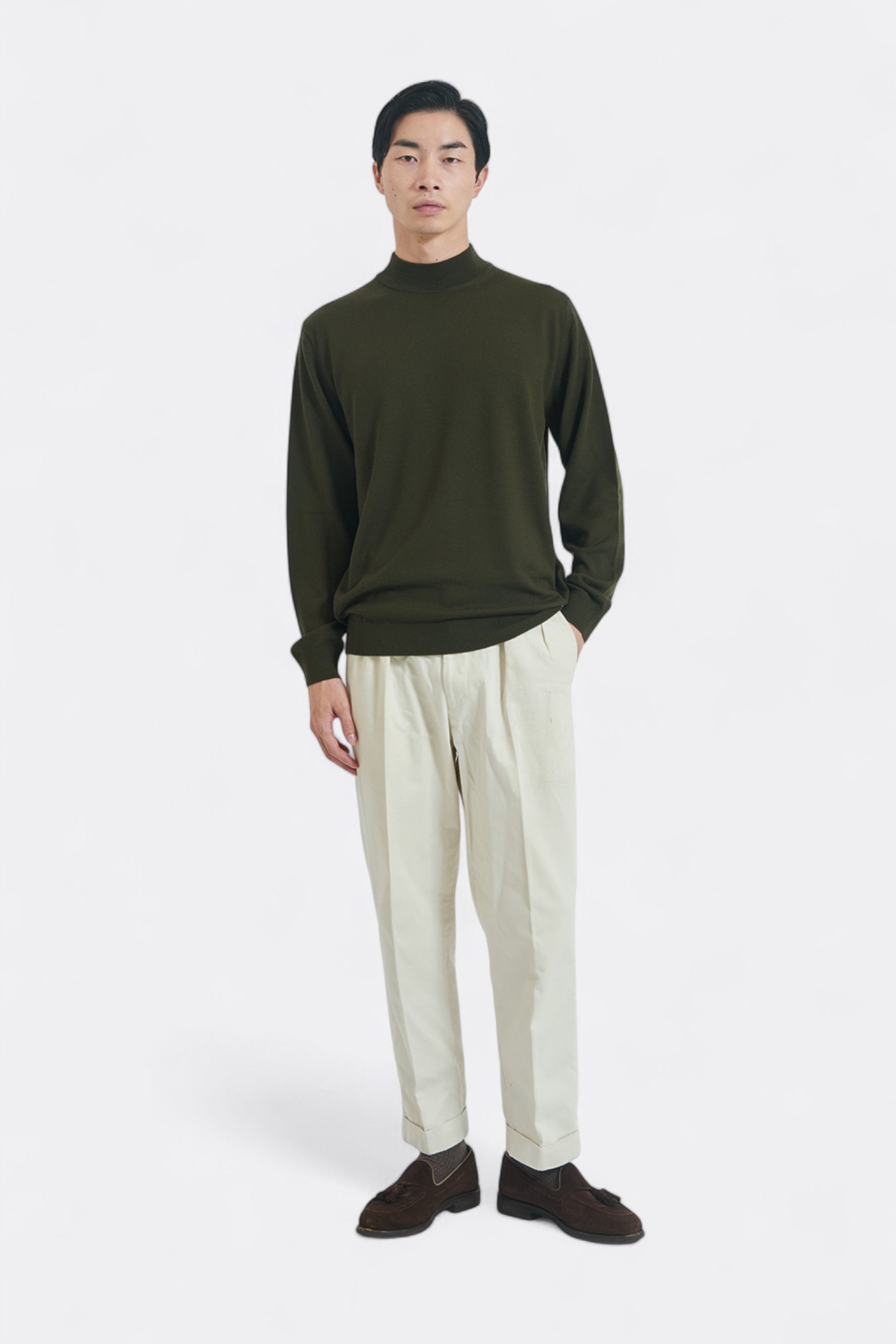 Mooncastle - 12G Wool Mock Neck Sweater (Black)