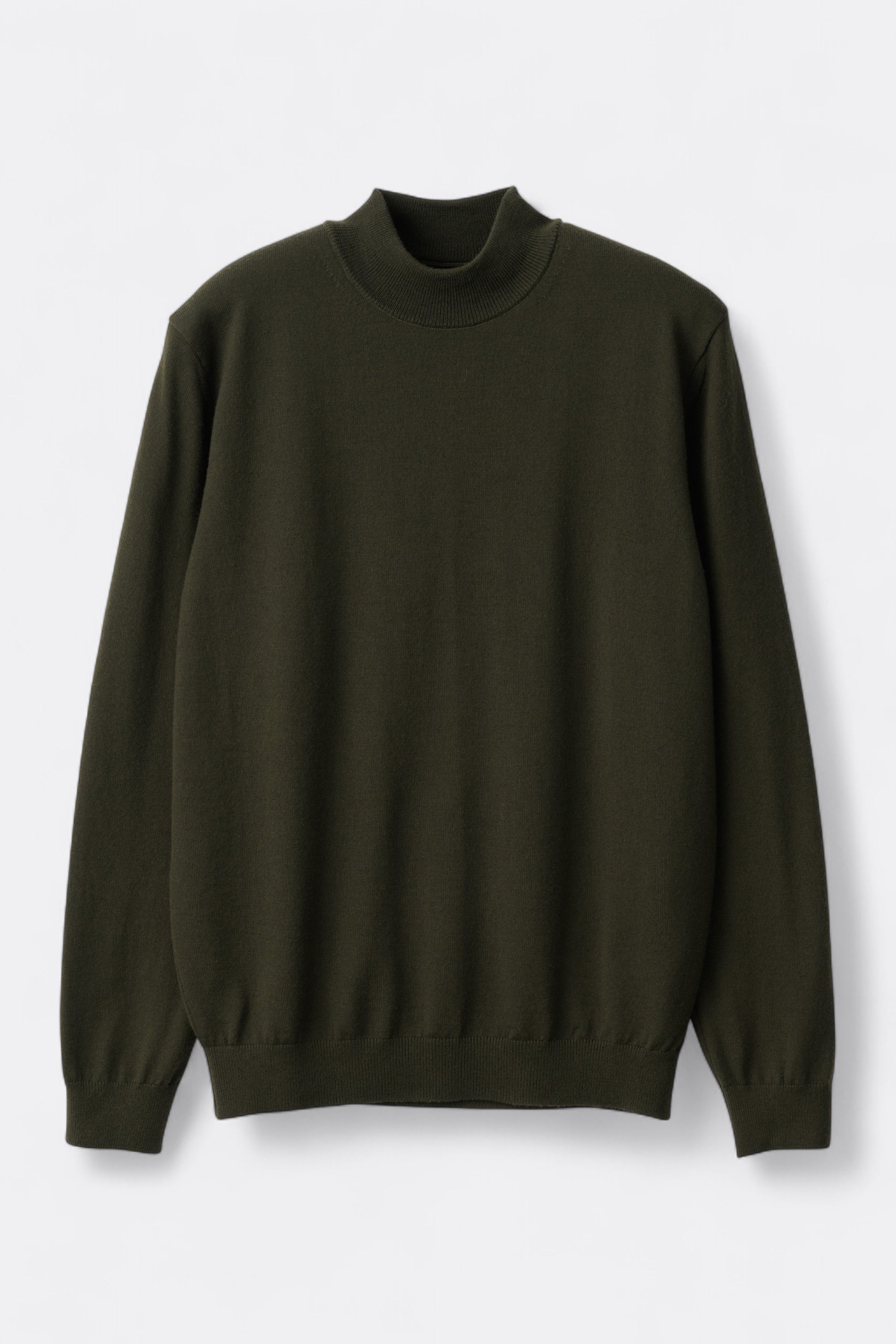 Mooncastle - 12G Wool Mock Neck Sweater (Dark Olive)v
