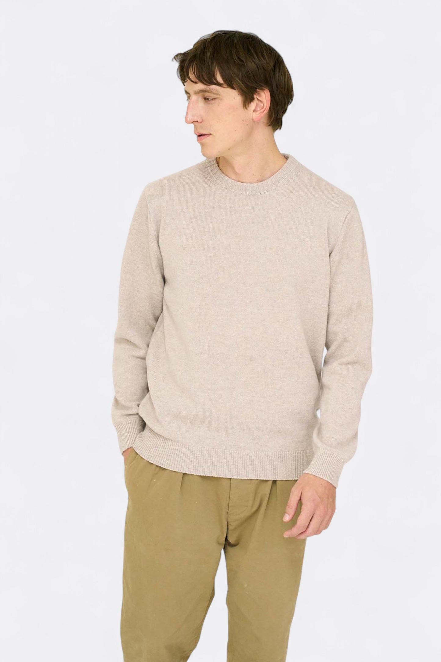 Mooncastle - 7G Cashmere Silk Wool Crewneck (Beige Gray)