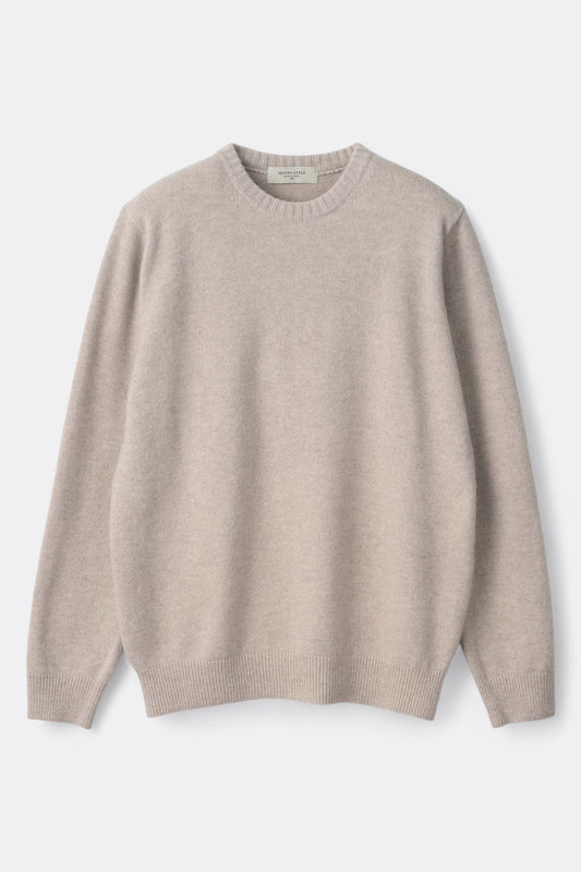 Mooncastle - 7G Cashmere Silk Wool Crewneck (Beige Gray)