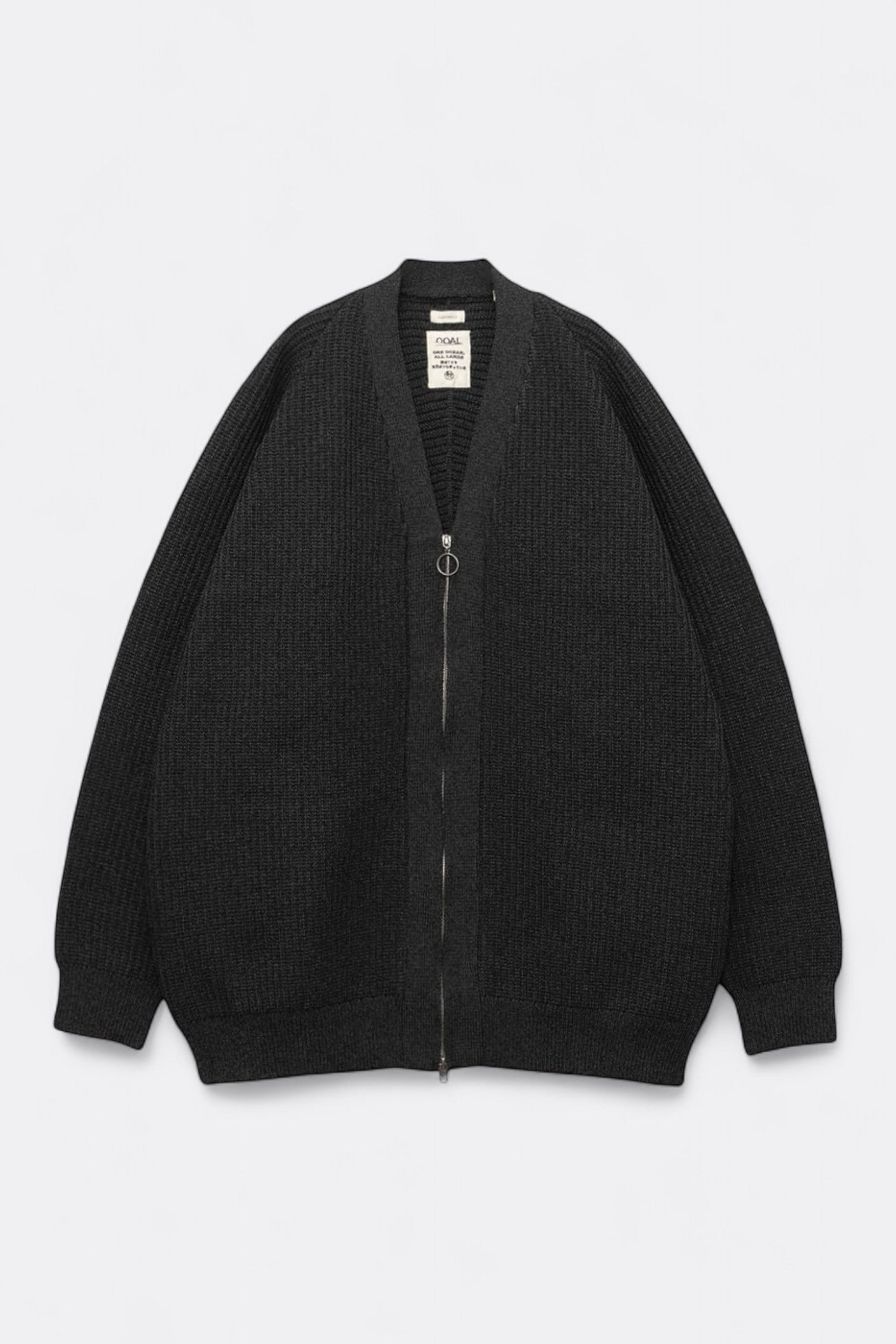 Nanamica Black Cardigan - 5G Zip Recycled Polyester Loose Fit