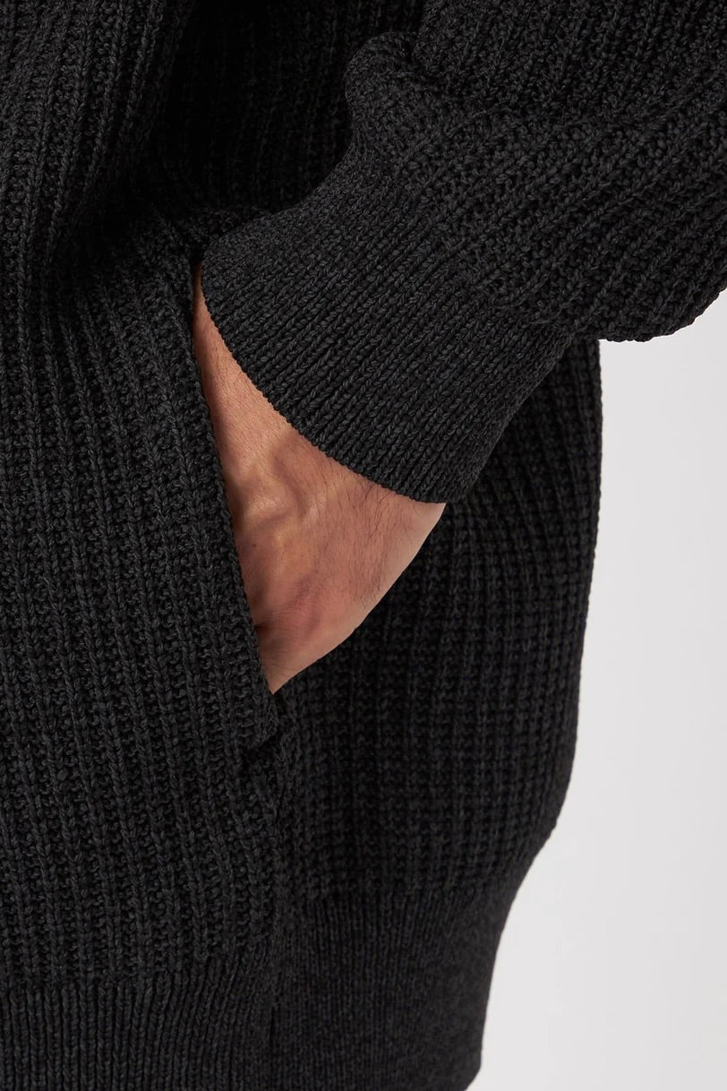 NANAMICA 5G Zip Cardigan Black | Edgar Bdx