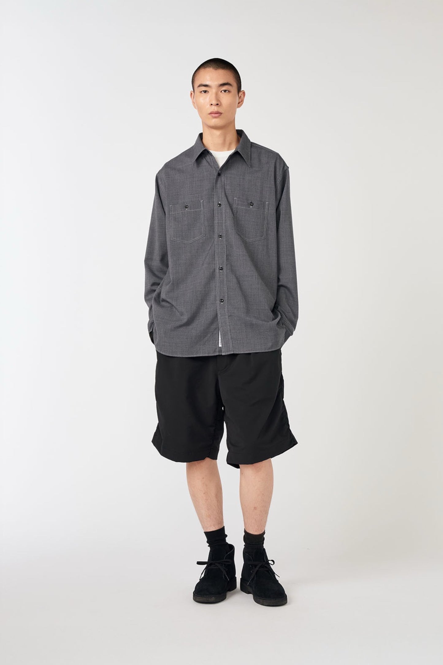 Short Nanamica ALPHADRY Double Pleat Noir - Tissu Technique Large