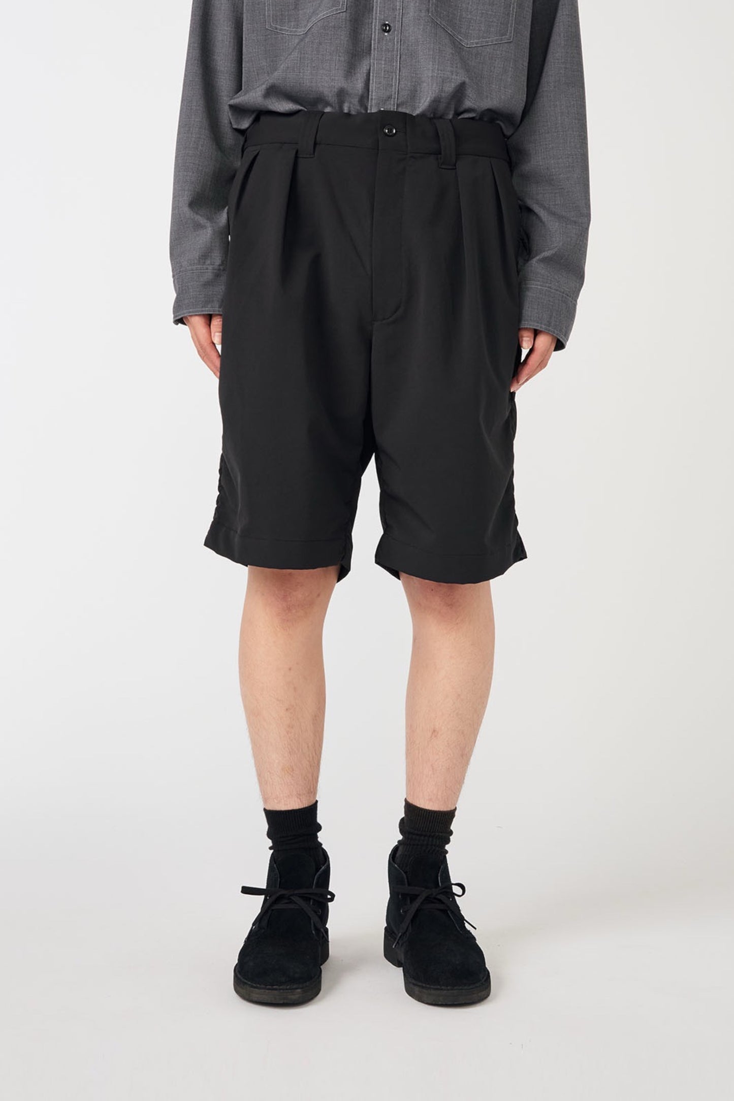 Short Nanamica ALPHADRY Double Pleat Noir - Tissu Technique Large