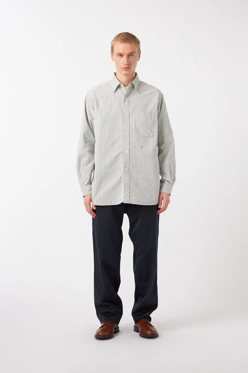 Nanamica - Button Down Stripe Wind Shirt (Brown)