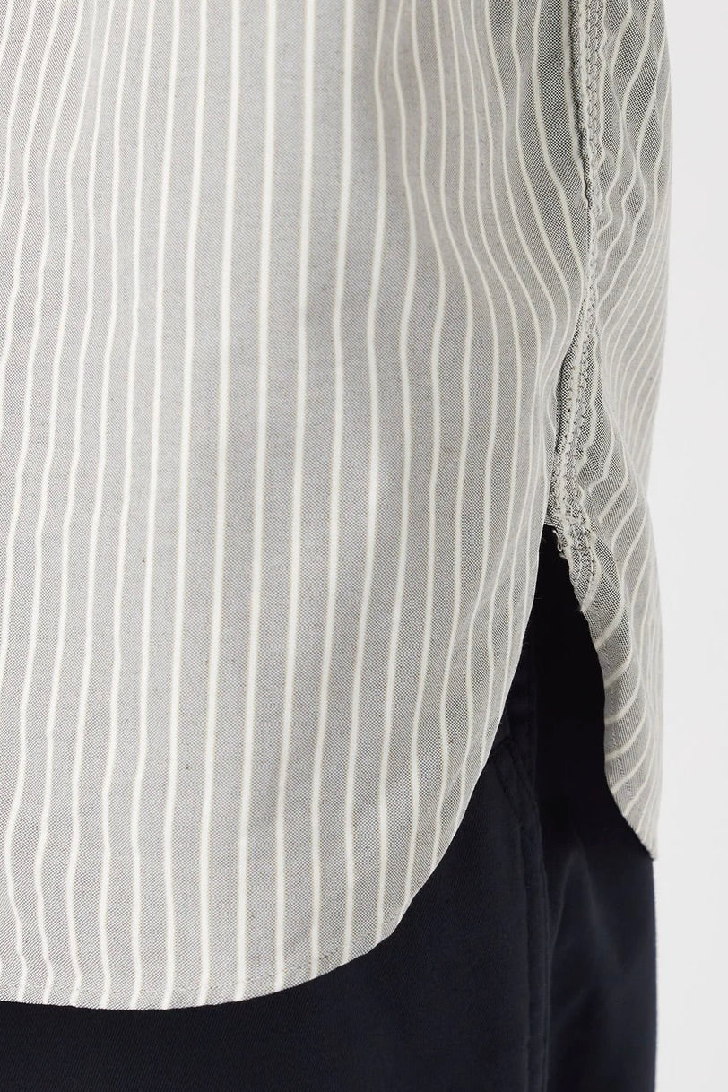 Nanamica - Button Down Stripe Wind Shirt (Brown)