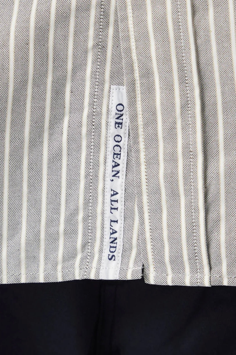 Nanamica - Button Down Stripe Wind Shirt (Brown)