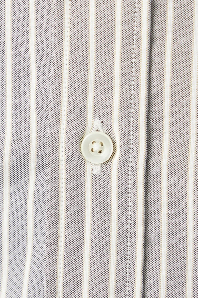 Nanamica - Button Down Stripe Wind Shirt (Brown)
