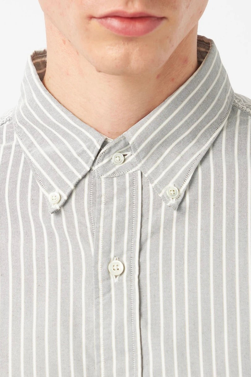 Nanamica - Button Down Stripe Wind Shirt (Brown)